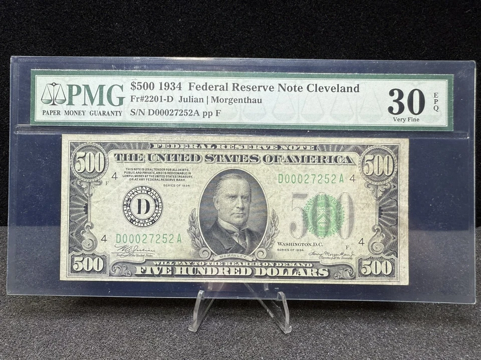 1934 $500 Cleveland OH FRN Fr#2201-D Green Seal PMG 30 EPQ - Image 1 of 2
