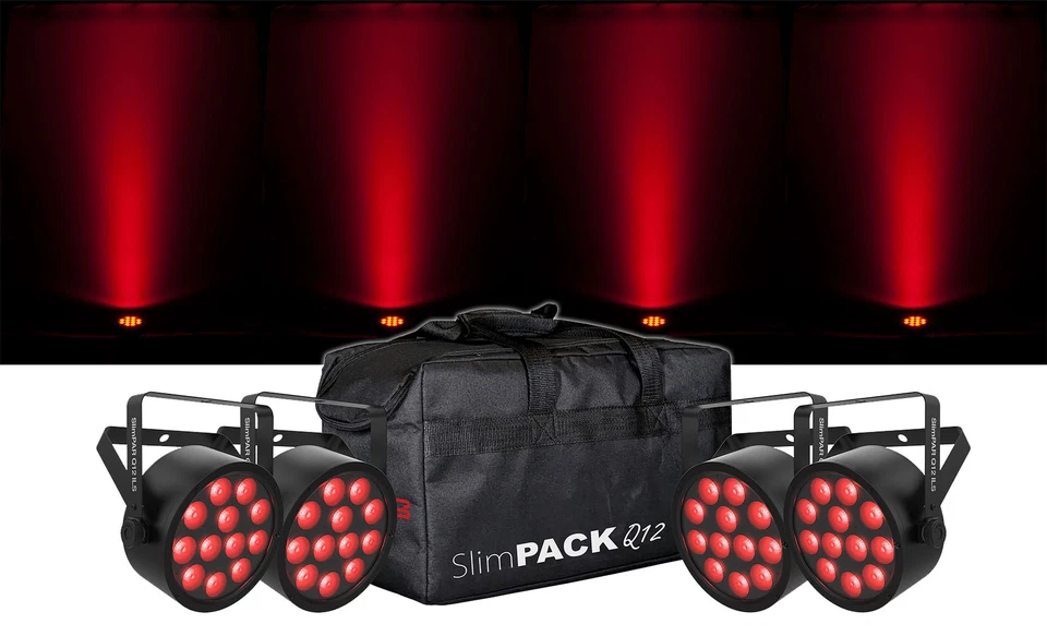 Chauvet DJ SlimPACK Q12 ILS (4) SlimPAR Q12 ILS RGBA Lights+DMX Cables+Carry Bag - Image 1 of 4