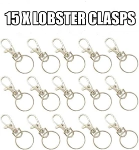 15 X Lobster Clasp 38 mm Trigger Swivel Clasps Split Fob Key Ring - Picture 1 of 1