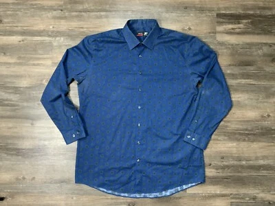 jf j. ferrari shirt XL Long sleeve button men’s blue Geometric Casual Preppy - Image 1 of 4