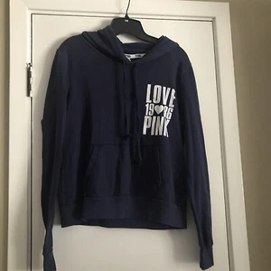 Victorias Secret ‘Love Pink’ Sz MED Navy Blue Pullover Sweatshirt - Picture 1 of 5
