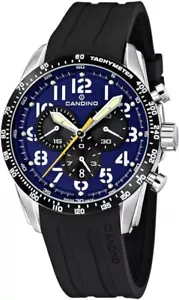 Lotus Men's Quartz Watch with Blue Dial Chronograph Display Black Leather Strap - Picture 1 of 7