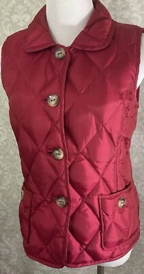 TALBOTS Womens Vest Sz Small Red Quilted Puffer Paisley Duck Down Lining Outdoor - Image 1 of 4