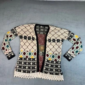 BKE Sweater Shaw Long Sleeve Womens Cardigan Woven Wool Lace CountryCore Large - Picture 1 of 7