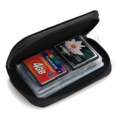 Black Small Zip Up 18 x SD 4 x CF Memory Card Holder Protector Pouch Bag Case - Image 1 of 4