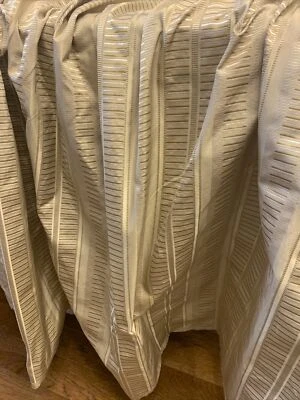 BTY 100% SILK STRIPE TAFFETA DRAPERY FABRIC RETAIL $80 Dark/ Light GOLD  COLOR - Image 1 of 4