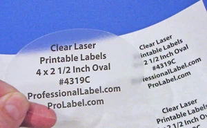 Etiquetas imprimibles láser brillantes transparentes ovaladas de 4 x 2 1/2 pulgadas 25 hojas 4319C - Imagen 1 de 8