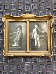 Antique Art Nouveau Dual Wood Pie Crust Picture Frame With Original Glass. - Picture 1 of 9