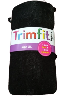 Nuevo Trimfit 2 pares de medias de nailon spandex negras de encaje y opacas para niñas talla 10-14 Foto 1 de 2