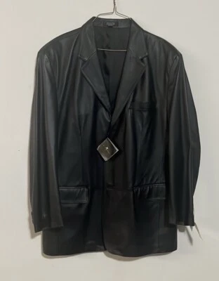 Chaqueta Blazer Deportiva J. Ferrar Hombre 3 Botones Cuero Negro Grande L Foto 1 de 4