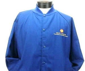 Vtg Shell Oil Safety 95' Carson Plant California VarsityJacket Blue Large USA - Picture 1 of 9