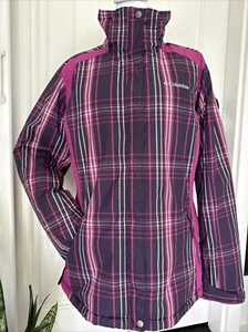 Columbia Womens Coat Size Large Purple Pink White Striped Skiing Jacket Warm - Picture 1 of 8