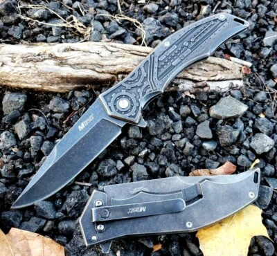 Cuchillo de bolsillo con bloqueo de marco lavado a piedra asistido por resorte engranajes fresco todo metal EDC Foto 1 de 4