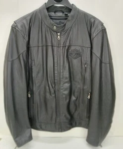 Harley-Davidson Mens Spoiler Leather Jacket 2XL Black w/ Rmv liner 98016-10VM - Imagen 1 de 9