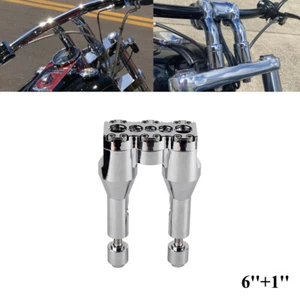 Straight Style 1 1/4" Bar Clamp 6''+1'' Handlebar Risers For Dyna FXDF FXDL FXDB - Picture 1 of 8