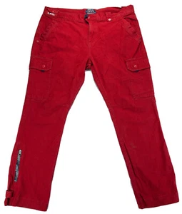 Born Fly Fashion Red Denim Jeans Mens 42x31 Cargo Pocket  Snap Belt Loops - Picture 1 of 14