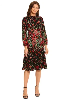 *NEW* MAGGY LONDON Bubble Crepe Tea Dress W/ Ruffle Neck Sz 8, MSRP: $130 - Image 1 of 4