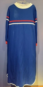 Großes Damen Nachthemd, Sweatshirt, blau rot weiß gestreift, 1970 JC Penny - Bild 1 von 4