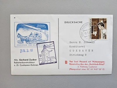 Raketenpost Deutsche Bundespost 1961 Gerhard Zucker Insel Neuwerk - Cuxhaven  - Bild 1 von 2