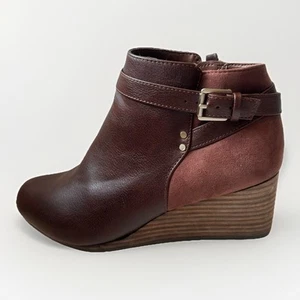 Dr Scholls Wedge Boots Women's Size 7 1/2 M Brown Leather MSRP $70 - Picture 1 of 9