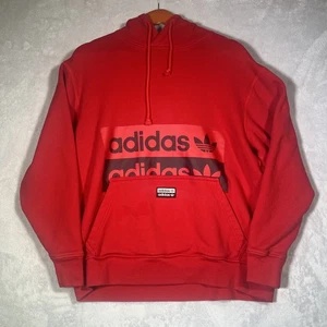 Adidas Hoodie Mens M Red Trefoil Pullover Sweatshirt Streetwear Athleisure - Picture 1 of 12