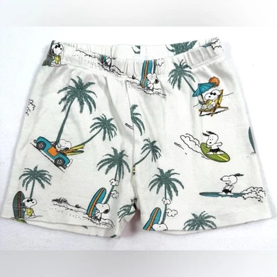 ZARA Kids’ Baby Boy’s 100% Cotton Peanuts Snoopy Surf Vacation Shorts 12-18M - Image 1 of 4