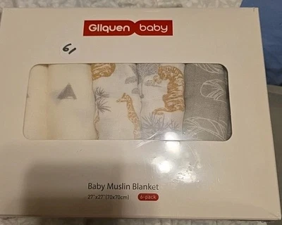 Gllquen Bebé, Manta de Muselina Bebé, 27x27 Paquete de 6, Envoltura, Transpirable y Suave Foto 1 de 3