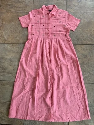 Chandler Hill Dress Womens Medium Linen Blend Cottagecore Prairie Embroidered - Image 1 of 4