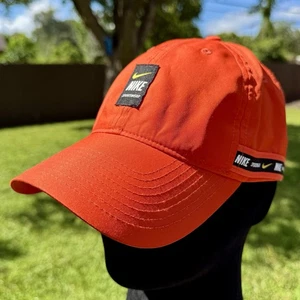 *Nike Sportswear Heritage 86 Dri Fit Orange Running Hat Cap Spell Out Webbing OS - Picture 1 of 10