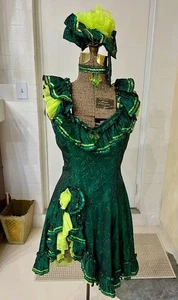 ORIG VTG WILLIAMS COSTUME CO LAS VEGAS THEATER HALLOWEEN SALOON GIRL GREEN - Picture 1 of 5