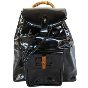 Authentischer GUCCI Bamboo Rucksack schwarzes Leder s0551g - Bild 1 von 12