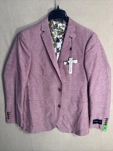 Blazer nuovo con etichette PAISLEY & GRIGIO rosso lampone bianco erica 40R slim fit misto lino - Foto 1 di 17