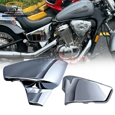 For 1999-2007 Honda Shadow VLX 600 VT600CD Battery Side Covers Left Right Chrome Foto 1 de 4