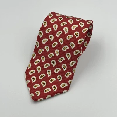 Corbata de seda Brooks Brothers Makers roja con estampado de cachemira hecha en EE. UU. 3,75x59 Foto 1 de 3