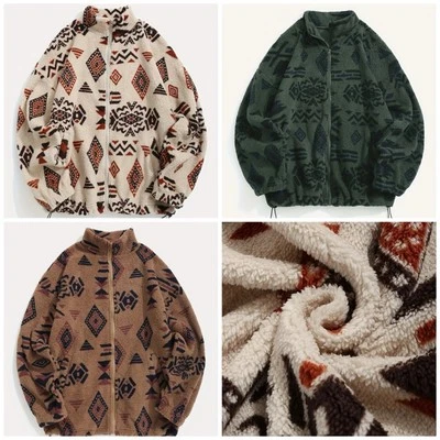 Ladies Women's Aztec Classic Full Zip Micro Outdoor Casual Winter Fleece Jacket - Image 1 of 4