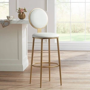 Calix Gold Bar Stool 30 1/2" High Modern White Cushion Kitchen Counter Island - Picture 1 of 10