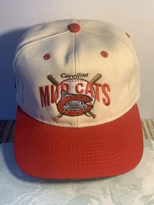 DE COLECCIÓN AÑOS 90 CAROLINA MUDCATS BÉISBOL GORRA SNAPBACK BLANCO/ROJO # 1 PARREL NOS  - Imagen 1 de 13
