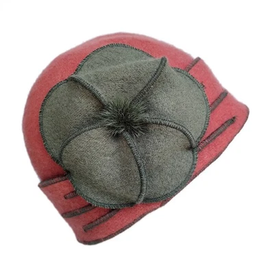 Womens Winter Warm Beanie Hat Wool Skull Cap Floral Cuffed Vintage Cloche Cap - Image 1 of 4