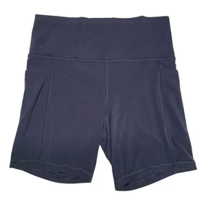 Athleta Shorts Blue Bicycle High Waist Band Athletic Workout Gym Yoga Womens Med - Picture 1 of 6