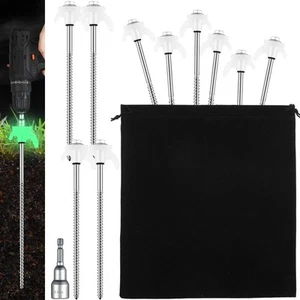 10 Pcs 8" Screw in Tent Stakes Heavy Duty Tent Stakes Drillable Ground Anchor... - Picture 1 of 7
