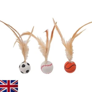 3pcs Cat Bouncy Ball With Feather Bouncy Tails Cat Toys for Indoor Dog Pet Toys - Picture 1 of 9