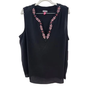 Vince Camuto Zen Bloom Embroidered Sleeveless Top Size 1X - Picture 1 of 9