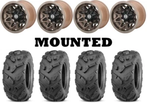 Kit 4 Quadboss QBT671 Tires 26x10-12 on Moose 416X Bronze Wheels H700 - Picture 1 of 5