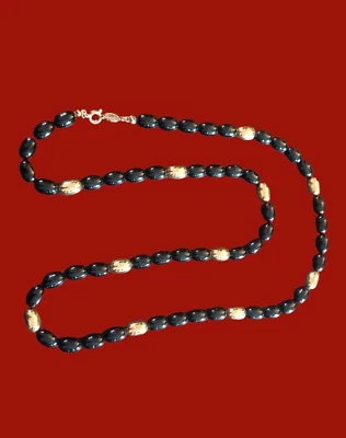 Vintage Napier Black And Gold Bead 30.75" Long Necklace  - Изображение 1 из 4