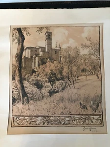 Original Lithographie Couleur Hans Thoma Motif Gardone La Sopra 1897 Dédicacé - Foto 1 di 7