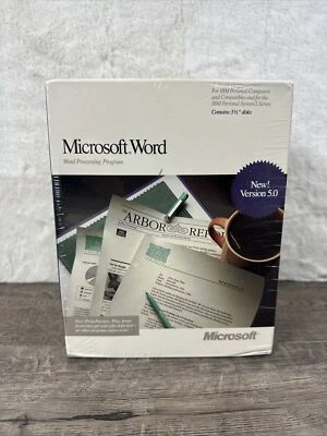 Microsoft Word Version 5.0 1988 3.5" Floppy Discs Sealed Box 3 1/2" No UPC - Image 1 of 4
