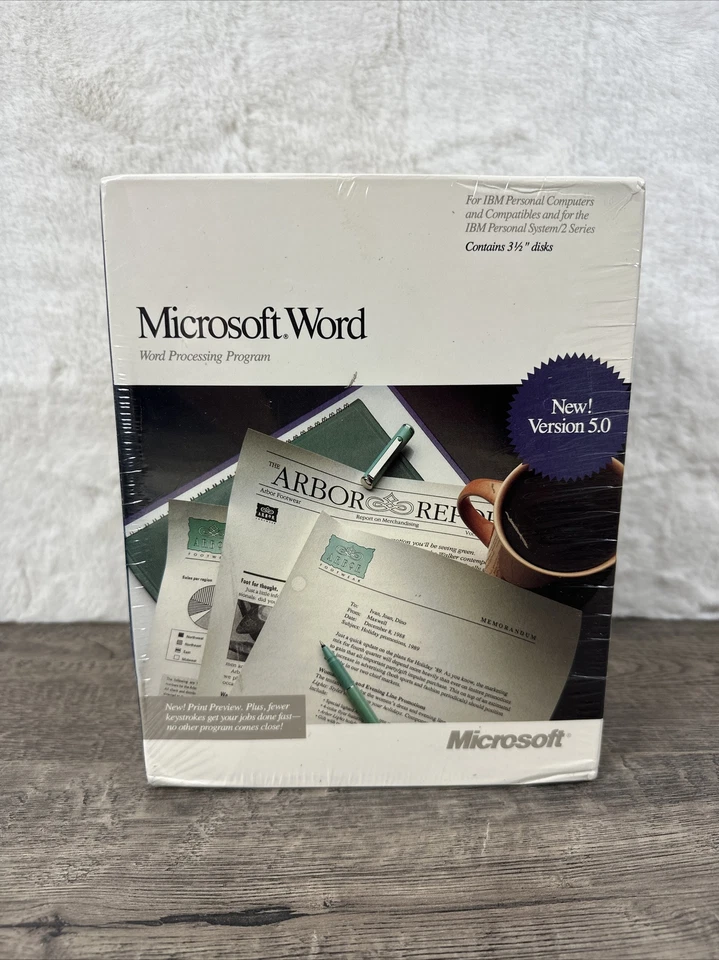 Microsoft Word Version 5.0 1988 3.5" Floppy Discs Sealed Box 3 1/2" No UPC - Image 1 of 4