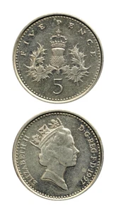 Great Britain 5 Pence Beautiful Foreign Coin! 🇬🇧 Free Shipping! 🗺 🌎 - Picture 1 of 7