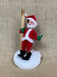 1991 Annalee Santa Bendable Arms/Legs Figurine Doll 10" with Skis  - Picture 1 of 3