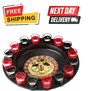 Casino Party Glasses Game Spin & Shot Roulette Wheel Drinking Set for Adults 18+ - Picture 1 of 2
